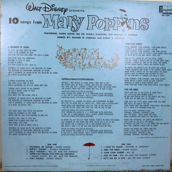 Vintage 1964 Walt Disney: 10 Songs From Mary Poppins Vinyl - Picture 4 of 10